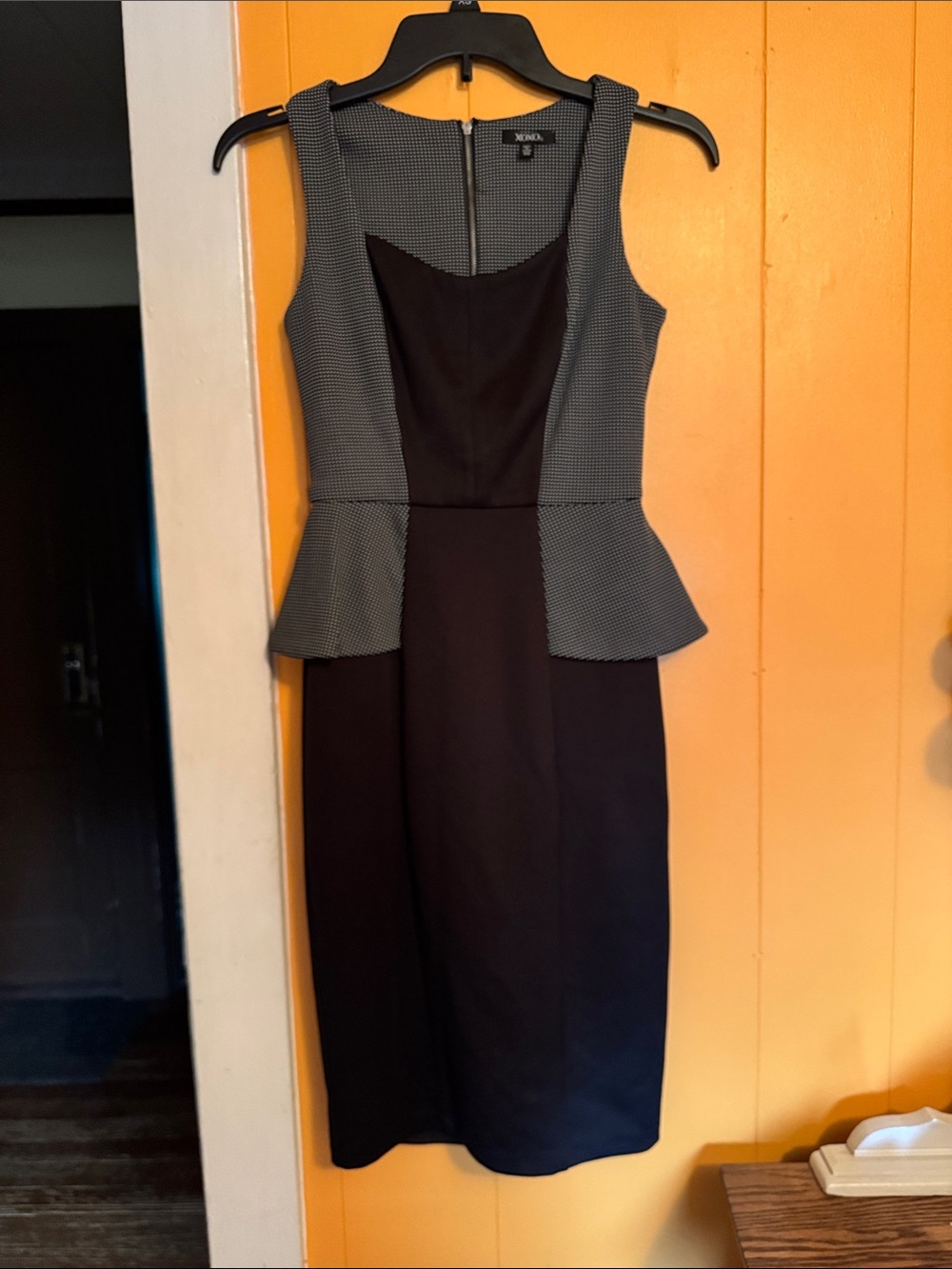 Xhilaration Black and Gray Peplum Midi Dress